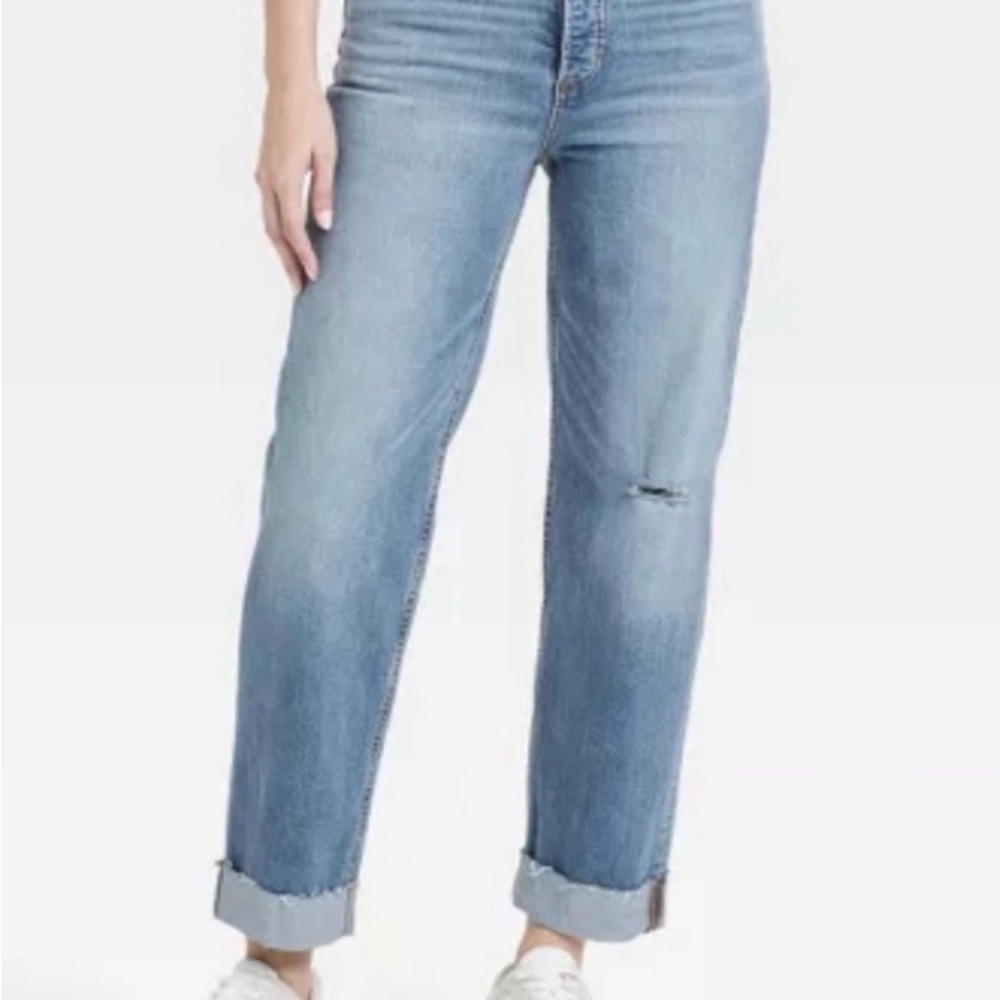 Universal Thread High Rise Boyfriend Button Fly Straight Leg Jeans 8 Regular - Picture 2 of 8